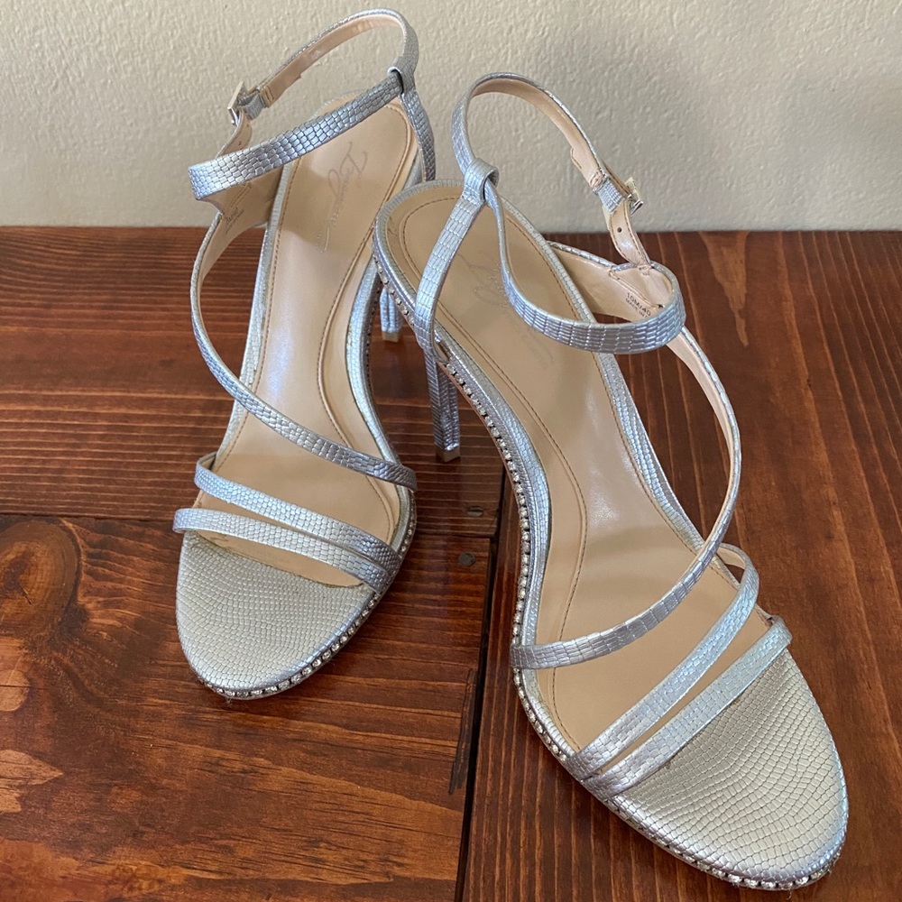 Silver Rhinestone Heeled Sandals size 10